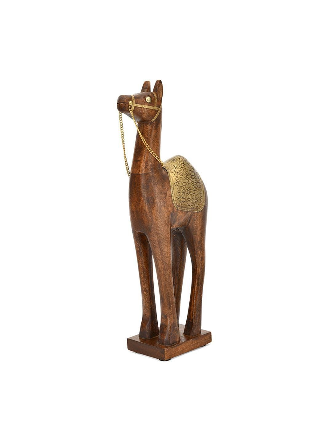 

Athome by Nilkamal Brown Textured Giraffe Wood Figurine Showpiece