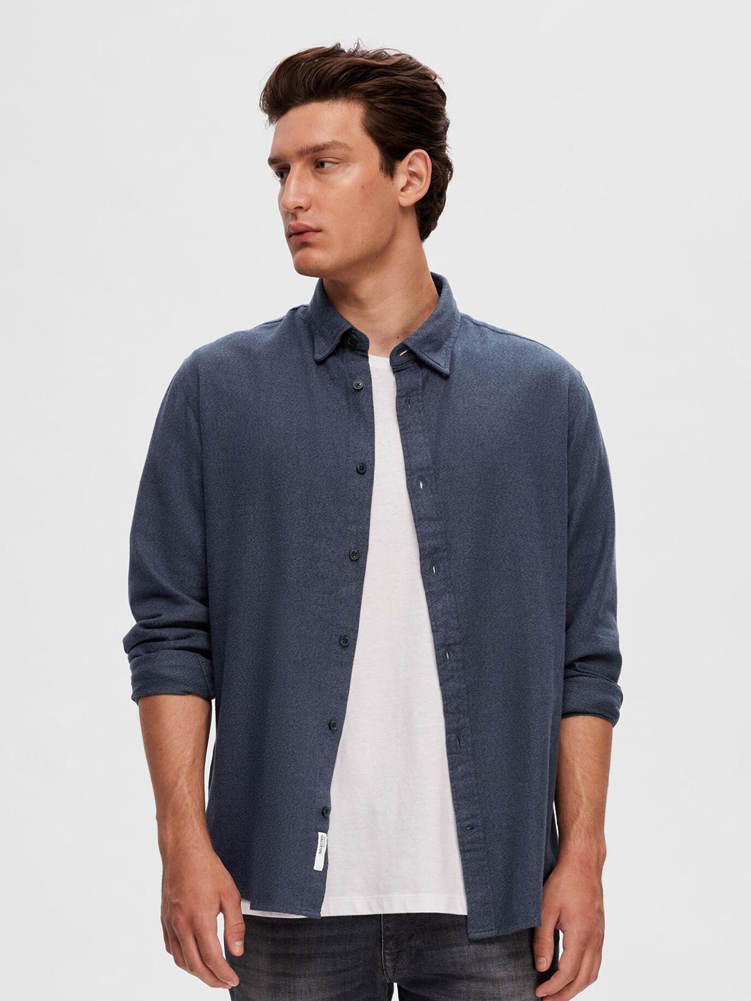 

SELECTED Spread Collar Casual Shirt, Navy blue