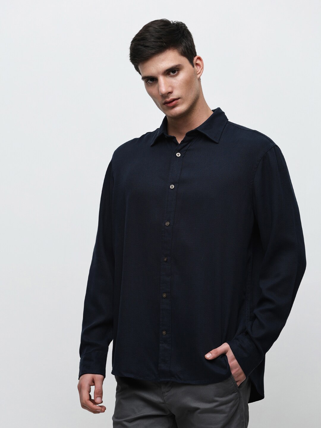 

SELECTED Spread Collar Casual Shirt, Navy blue