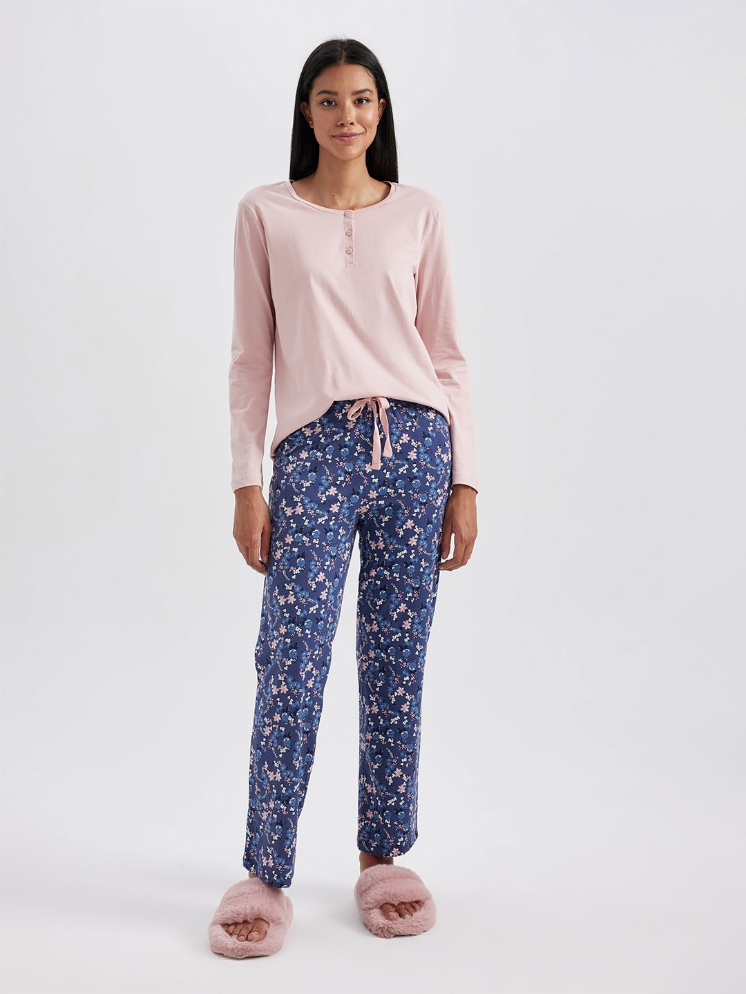 

DeFacto Pure Cotton T-Shirt With Printed Trousers, Pink