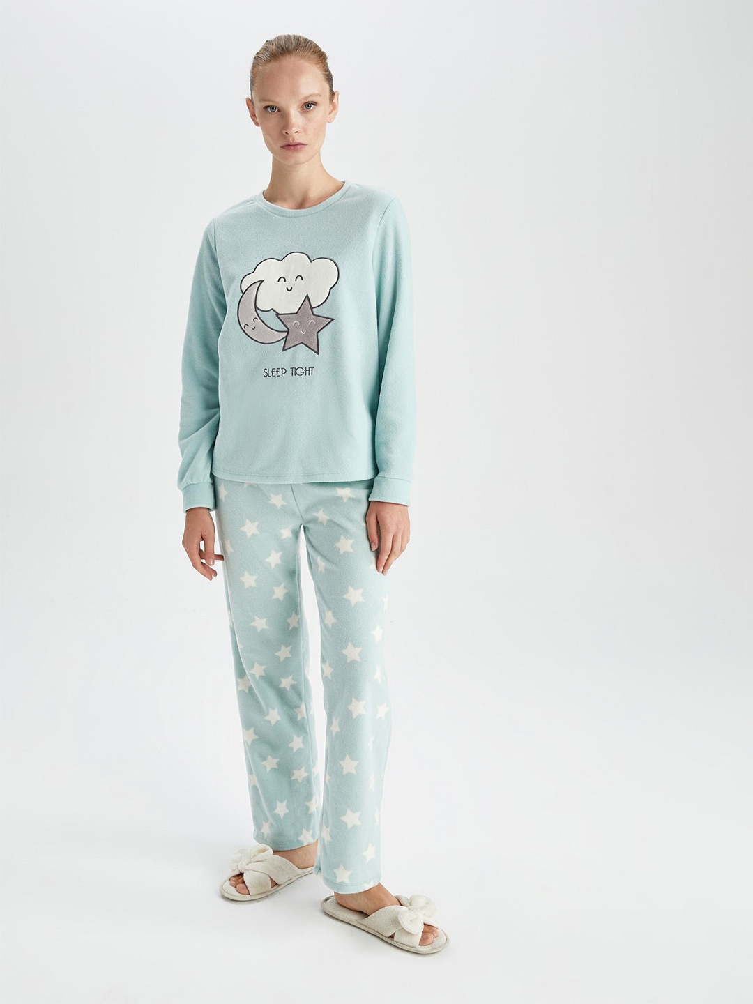 

DeFacto Printed T-Shirt & Trouser Co-Ords Set, Sea green