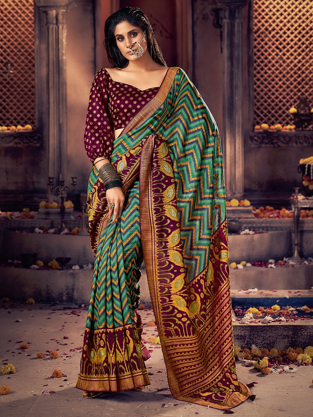 

SANSKAR Silk Cotton Brasso Saree, Maroon