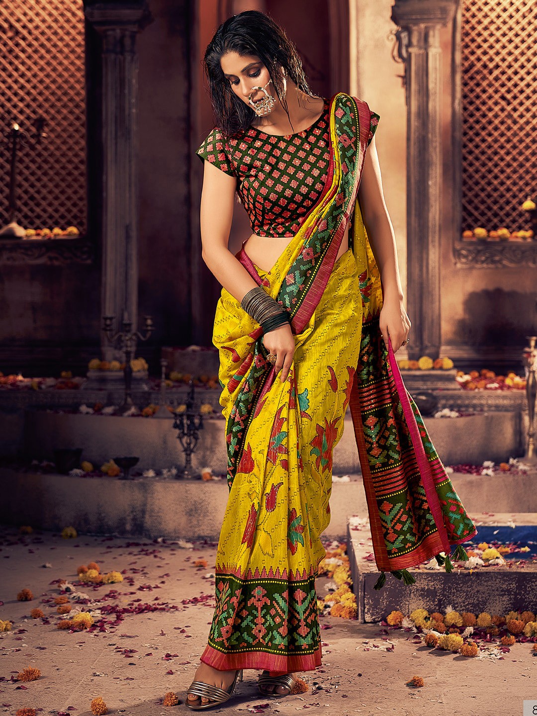 

SANSKAR Silk Cotton Brasso Saree, Yellow