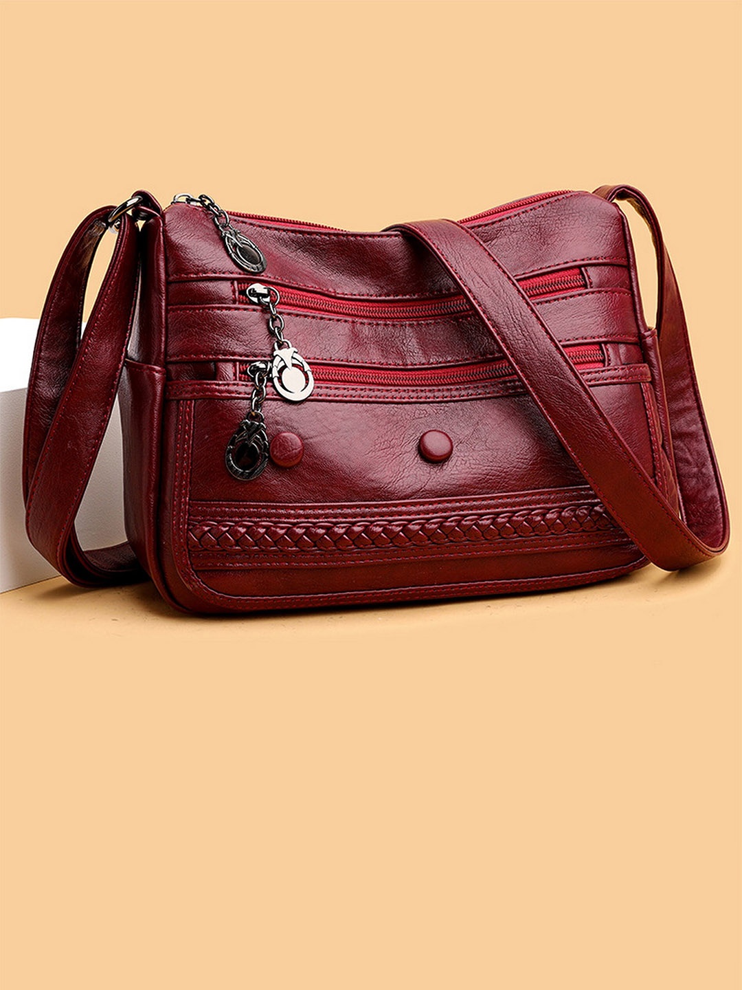 

Diva Dale PU Bucket Shoulder Bag, Maroon