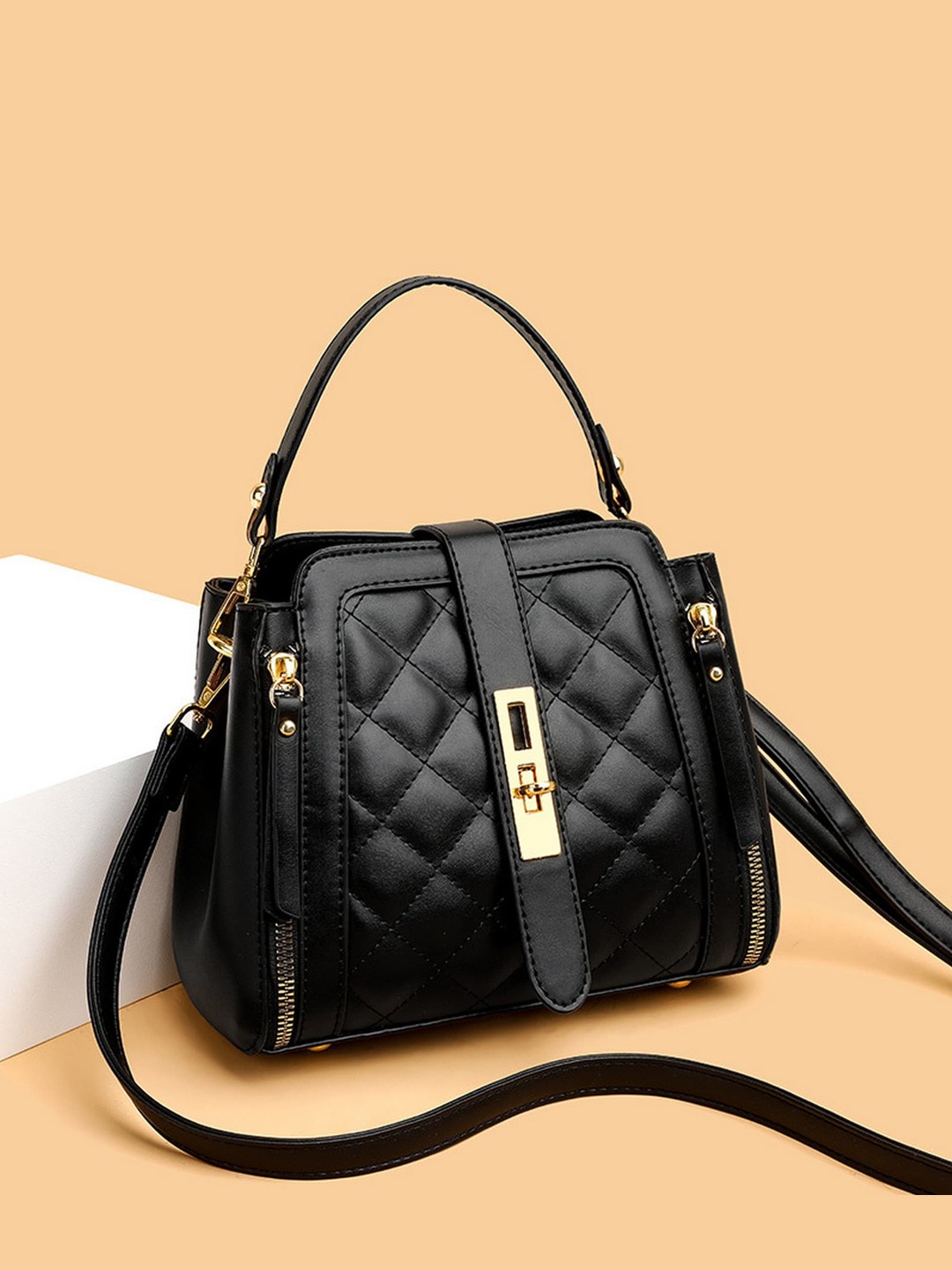 

Diva Dale Textured Structured Sling Bag, Black