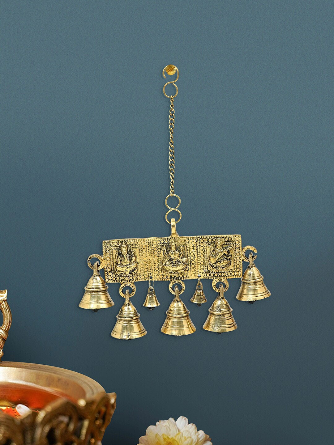

Imli Street Gold Toned Ganesh Laxmi Saraswati Brass Hanging Pooja Bell