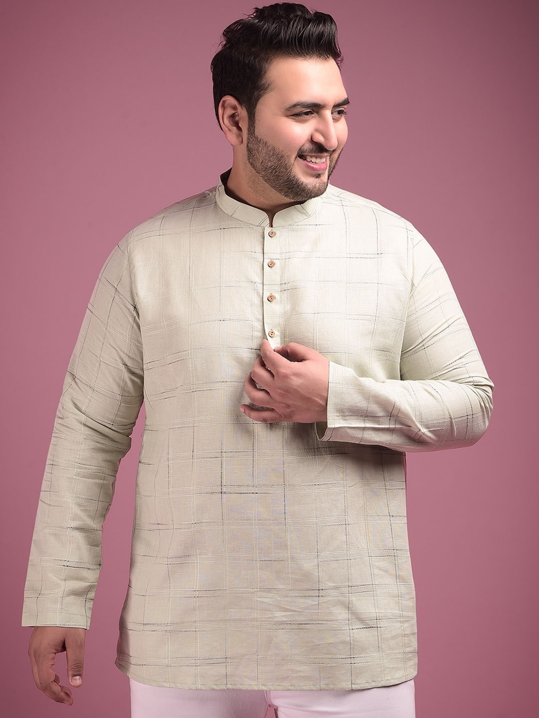 

Sztori Checked Jacquard Straight Kurta, Green