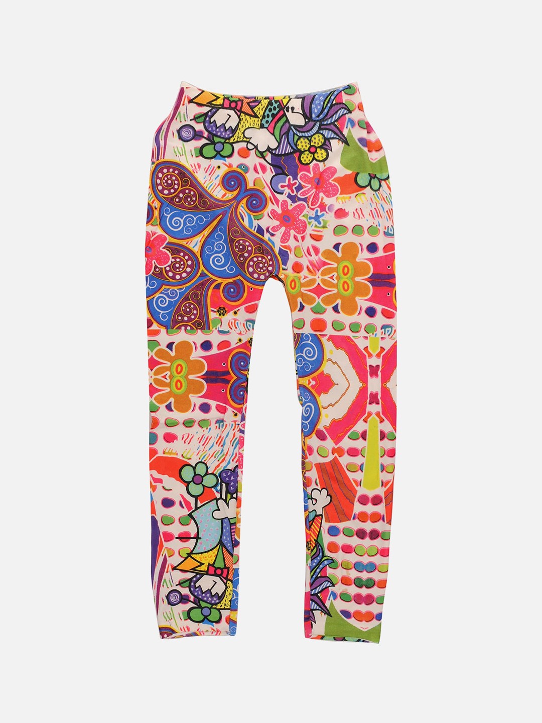 

TINY HUG Geometric Printed Nylon Casual Jeggings, Beige