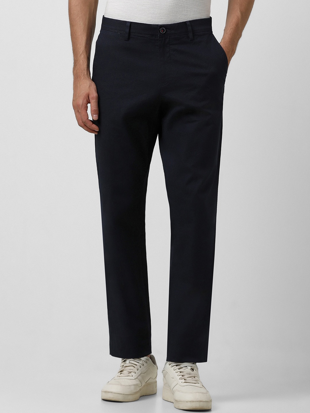 

Van Heusen Sport Men Mid-Raise Slim Fit Pure Cotton Casual Trousers, Navy blue