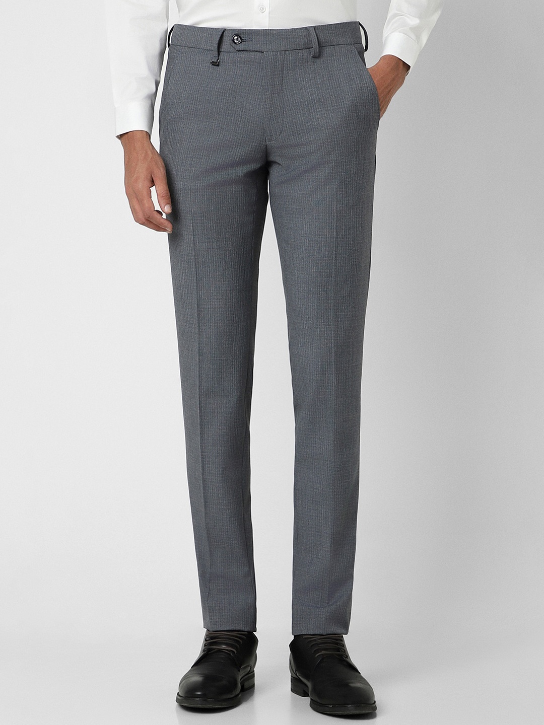 

Van Heusen Men Mid-Raise Slim Fit Formal Trousers, Grey