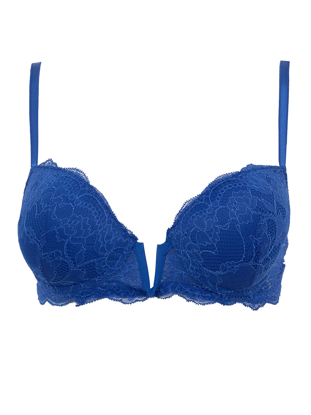 

DeFacto Floral Lace Full Coverage Lightly Padded Bralette Bra With All Day Comfort, Blue