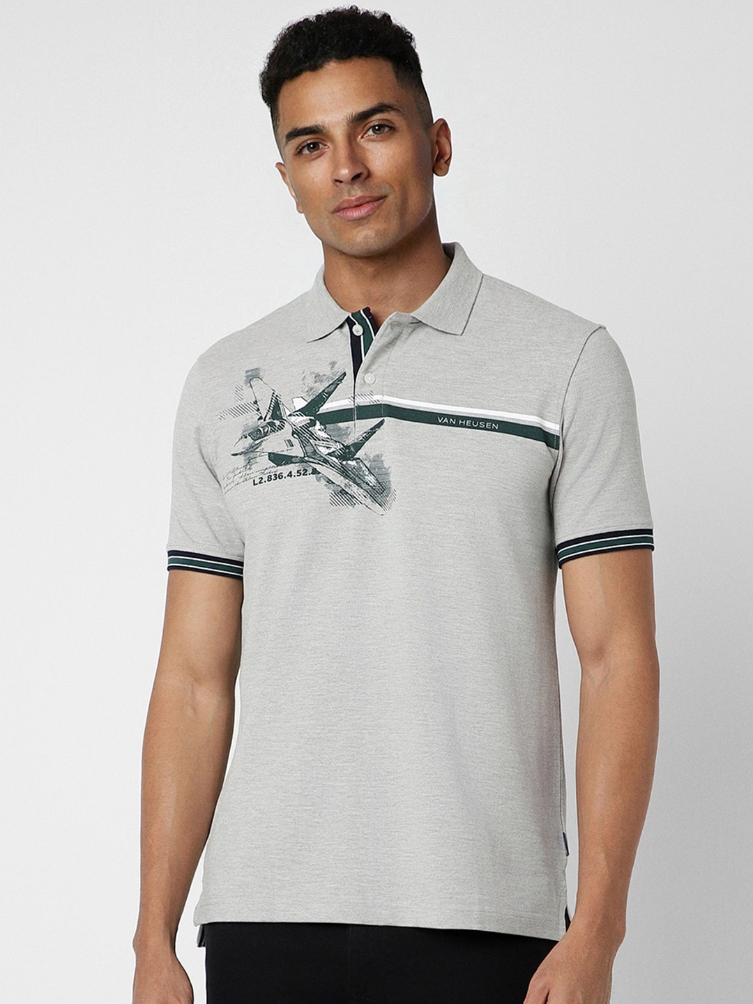 

Van Heusen Sport Graphic Printed Cotton T Shirt, Grey