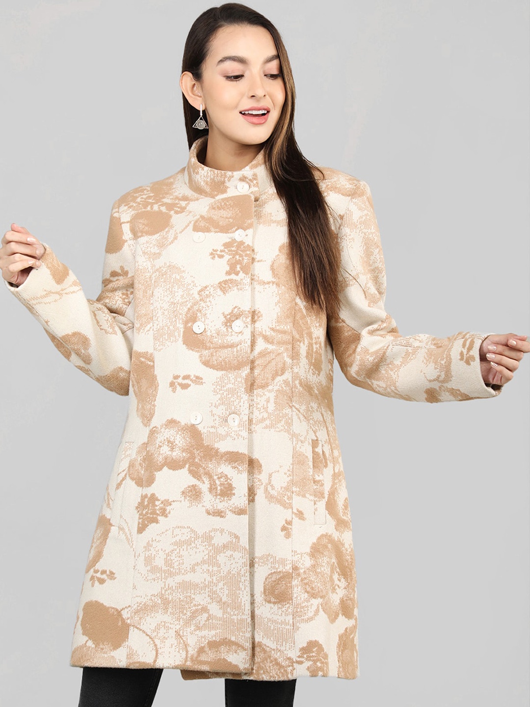 

Rage Self-Design Double-Breasted Overcoat, Off white