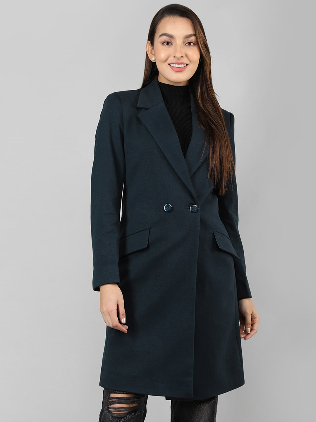 

Rage Double-Breasted Overcoats, Teal