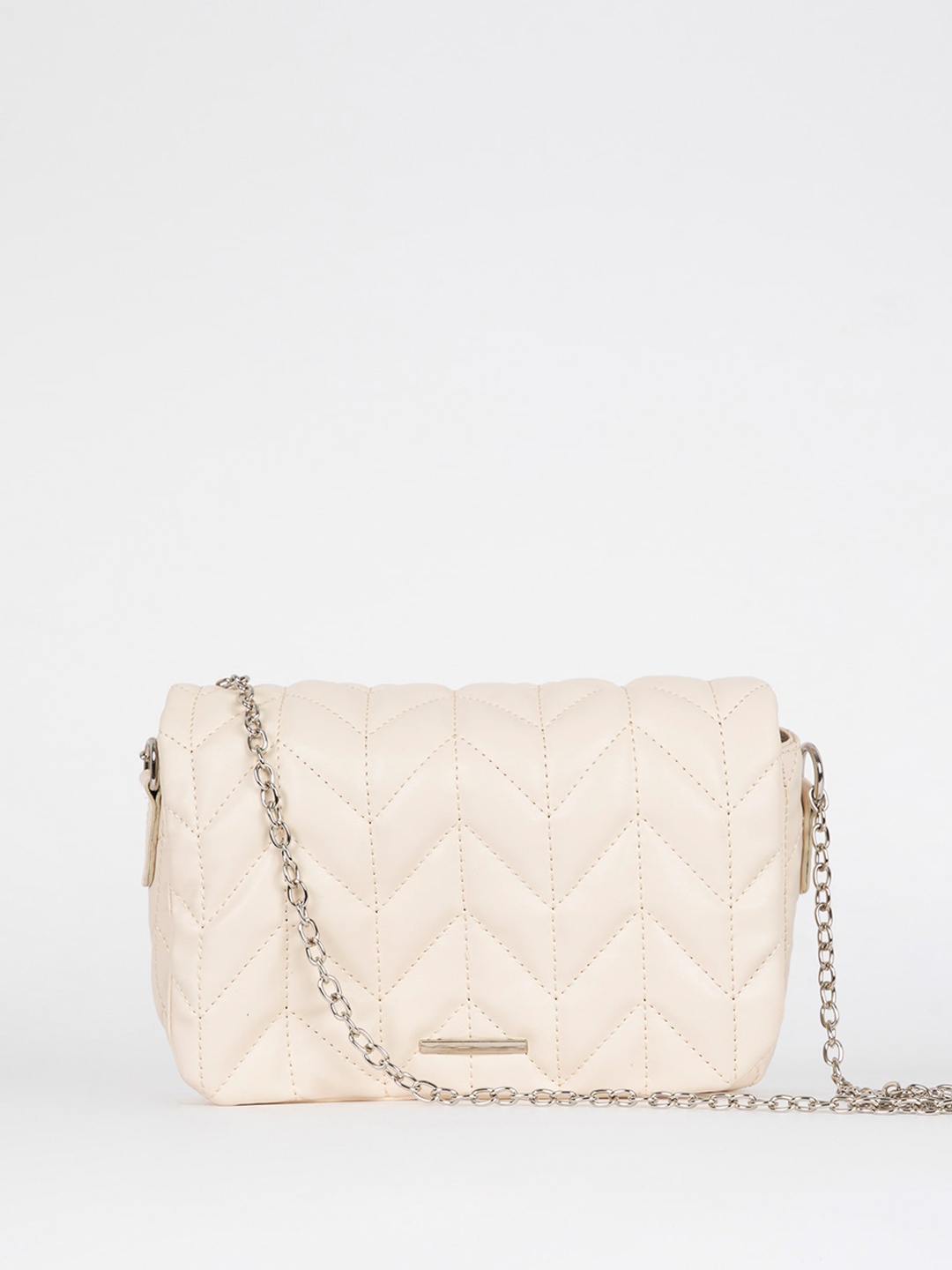 

DeFacto Textured Structured Sling Bag With Quilted, Cream