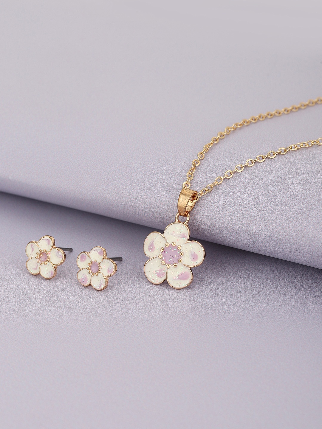 

Carlton London Girls Gold-Plated Floral Enamelled Jewellery Set, Multi