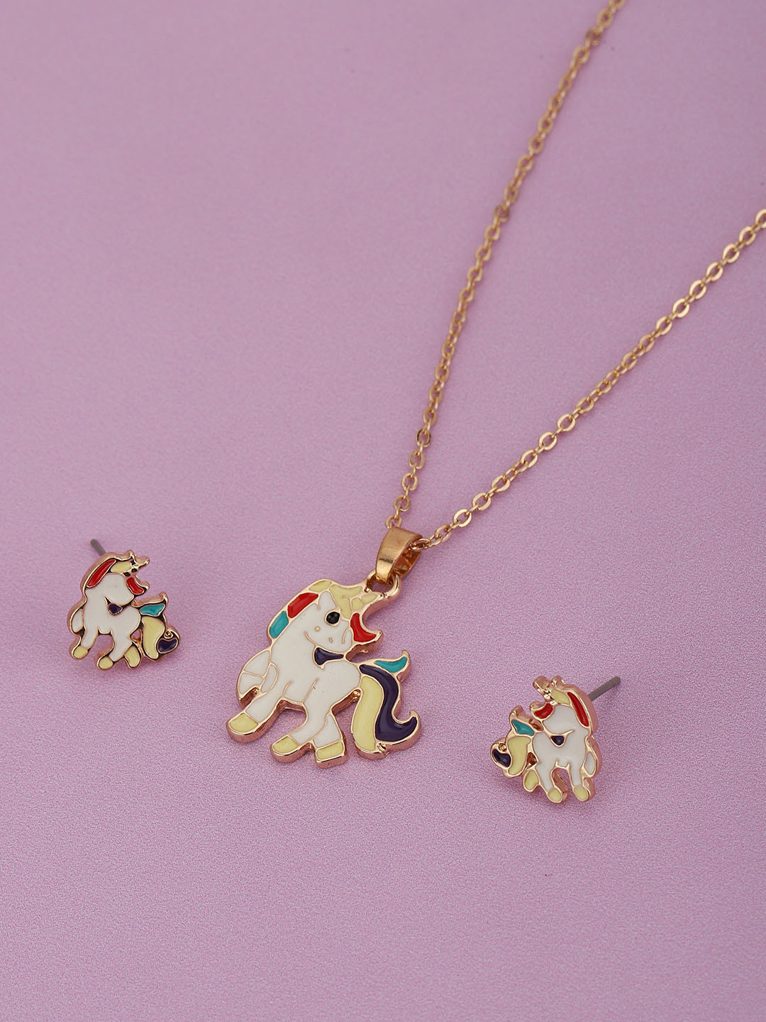 

Carlton London Girls Gold-Plated Enamelled Jewellery Set, Multi