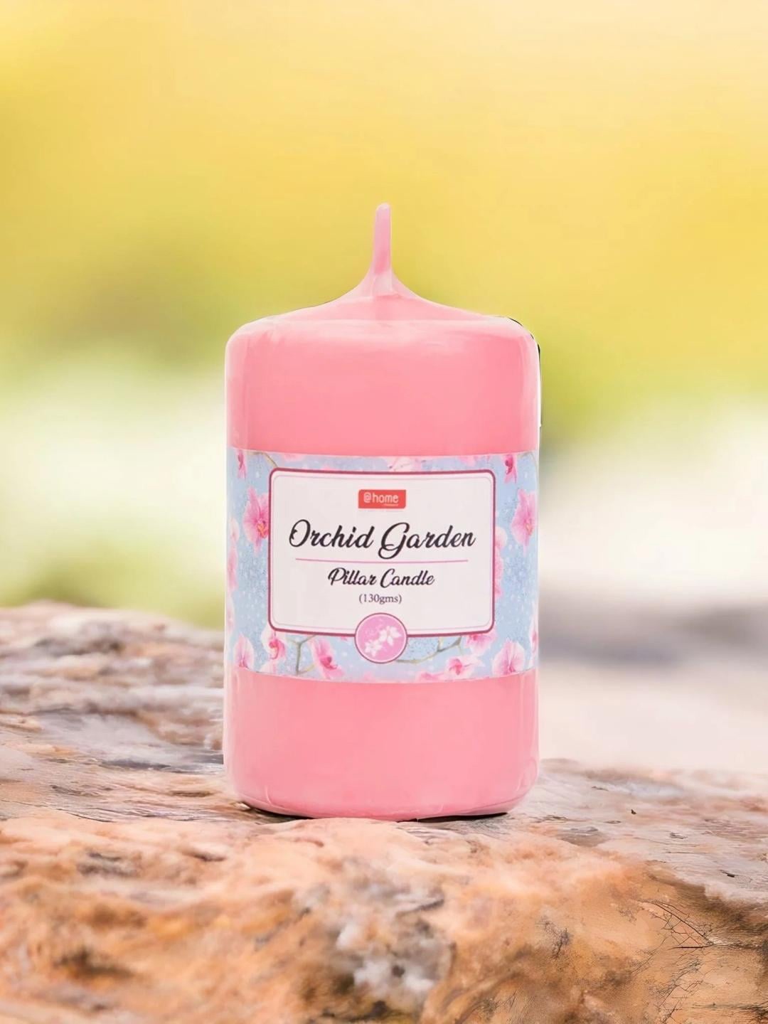 

Athome by Nilkamal Purple Pillar Candle - Orchid Garden, Pink