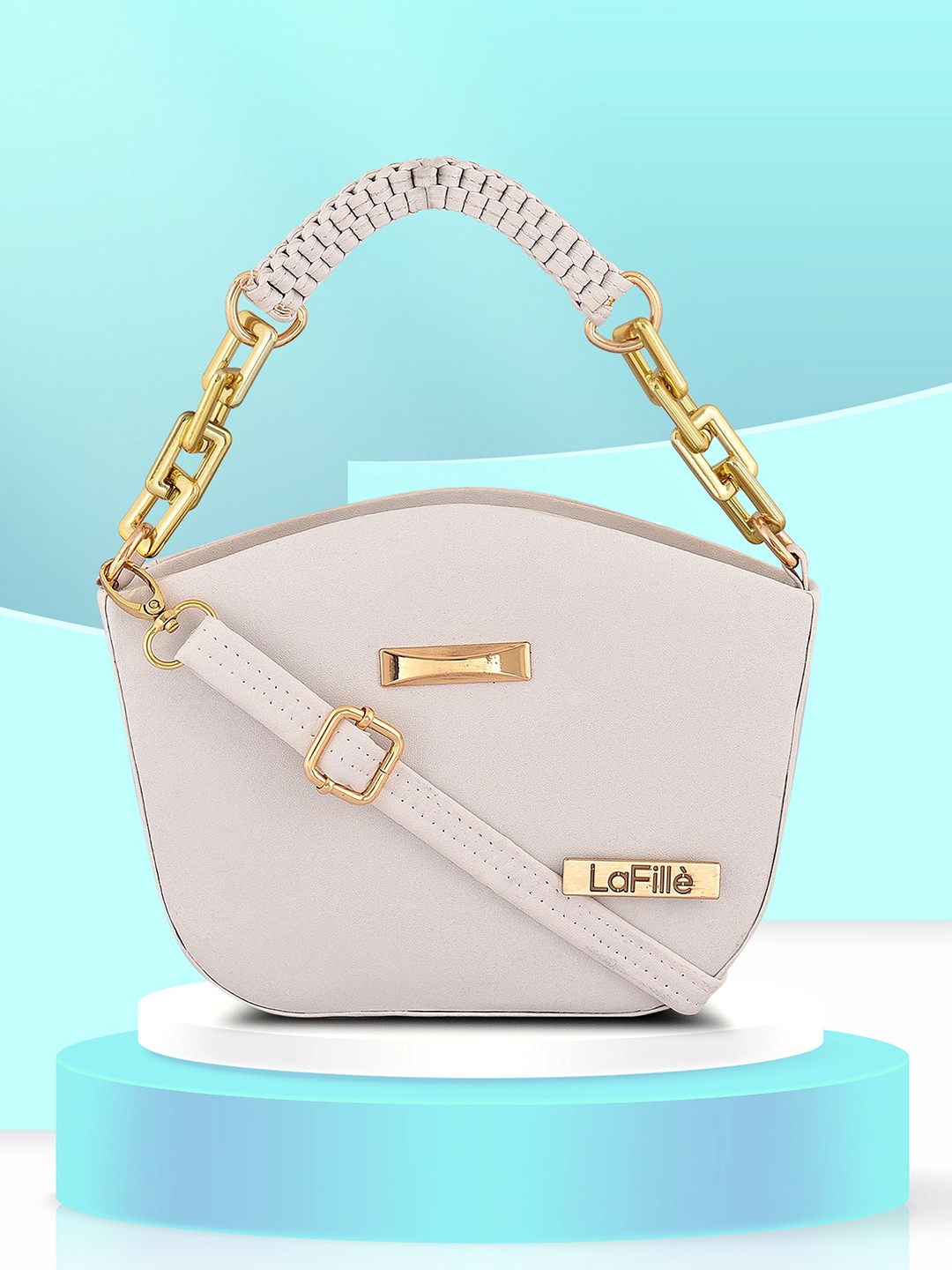 

LaFille White PU Structured Handheld Bag