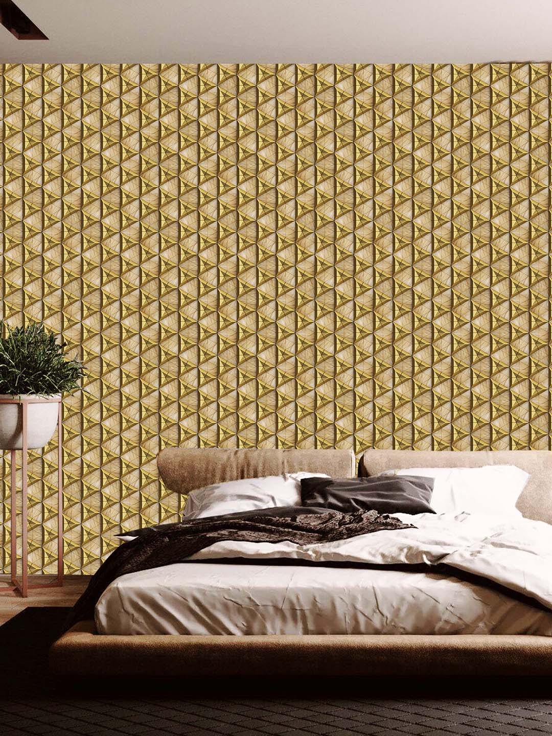 

WallDaddy Brown & Golden Abstract Printed Self-Adhesive Wallpaper