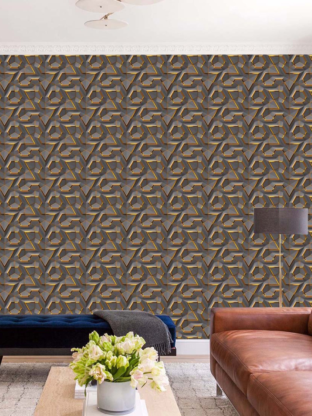 

WallDaddy Brown Printed Waterproof Self Adhesive Wallpaper