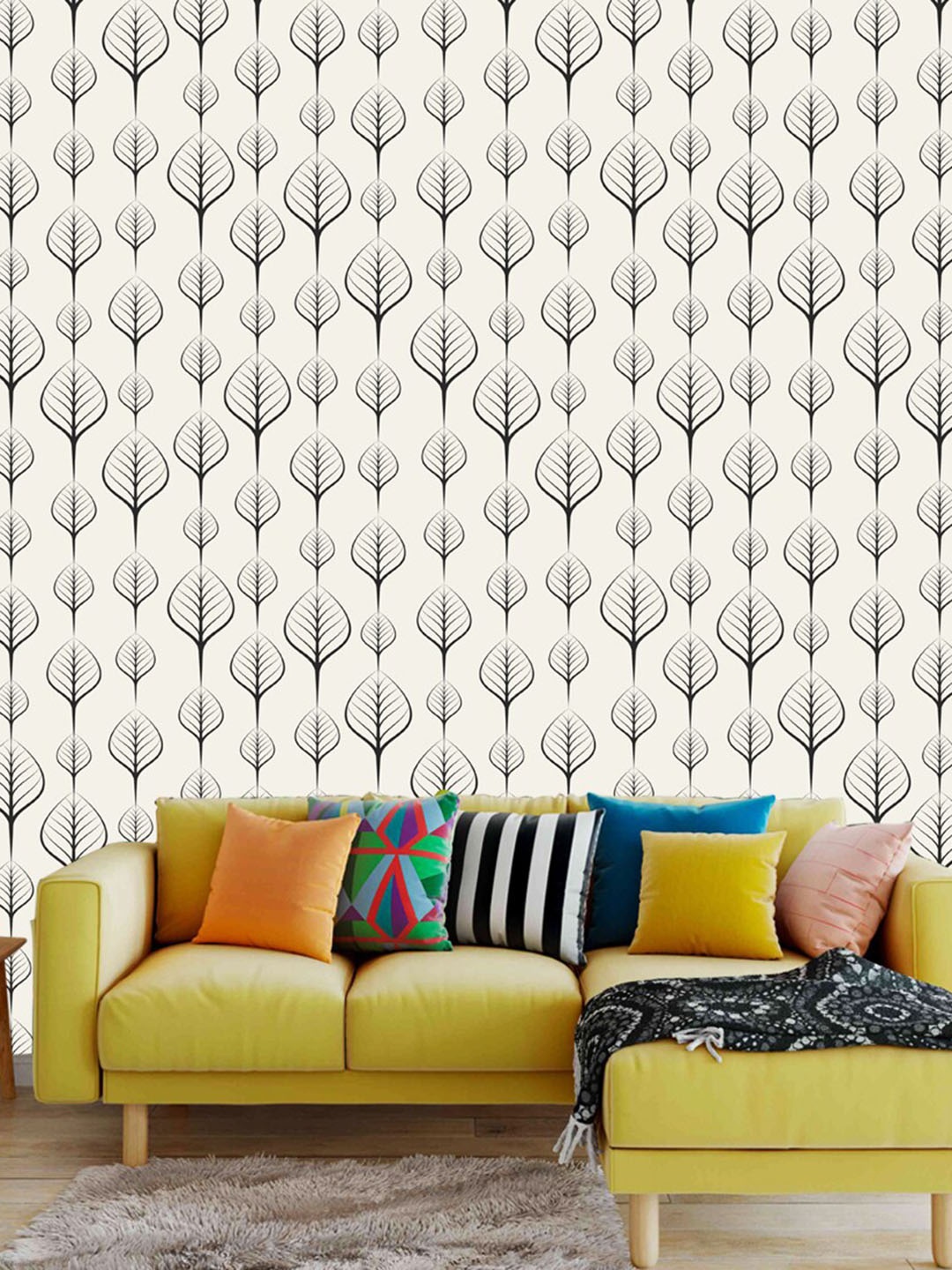 

WallDaddy White Joint Leaf Printed Wall Paper