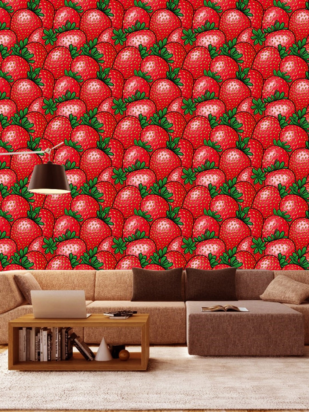 

WallDaddy Red Strawberry Printed Self Adhesive Wall Paper