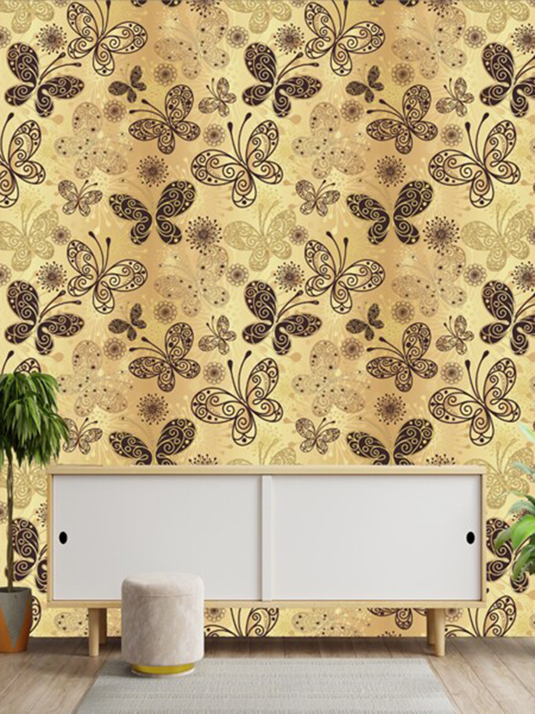 

WallDaddy Beige & Brown Butterfly Design Self Adhesive Wallpaper