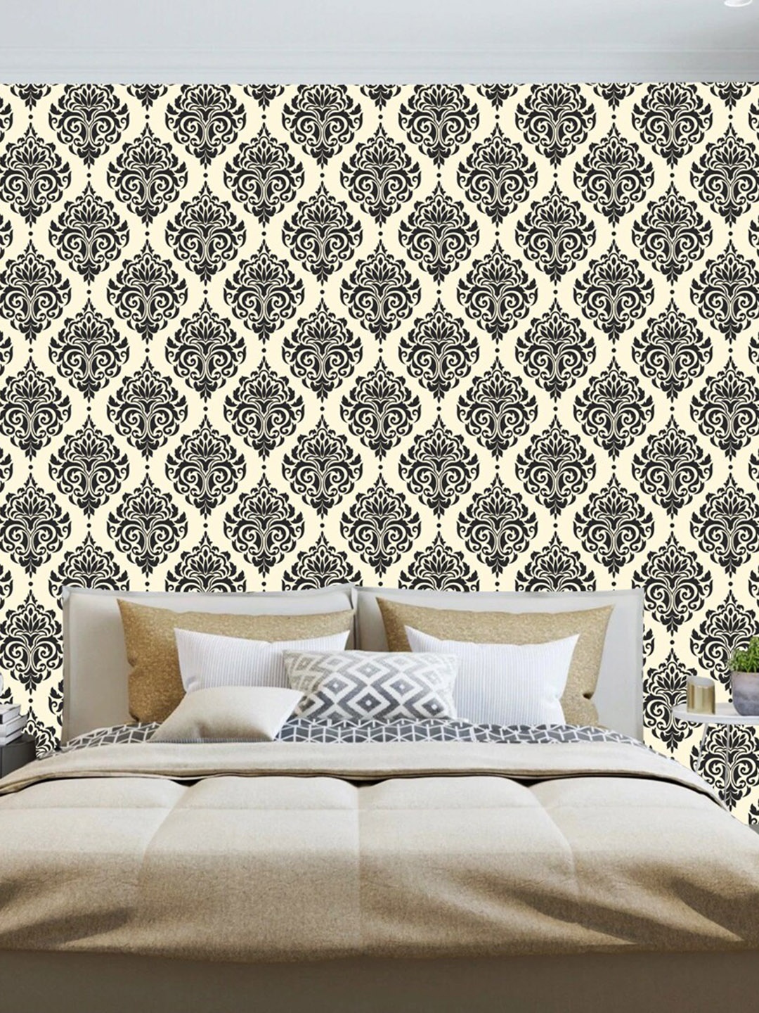 

WallDaddy Black Cross Texture Printed Waterproof Self Adhesive Wallpaper, Multi