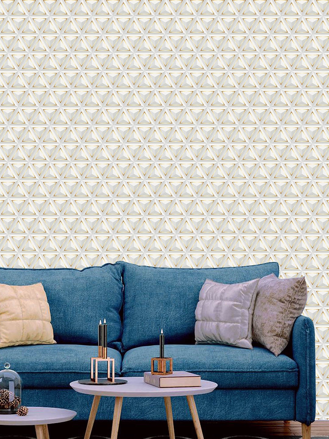 

WallDaddy Gold Toned Triangle-Printed Waterproof Self Adhesive Wallpaper