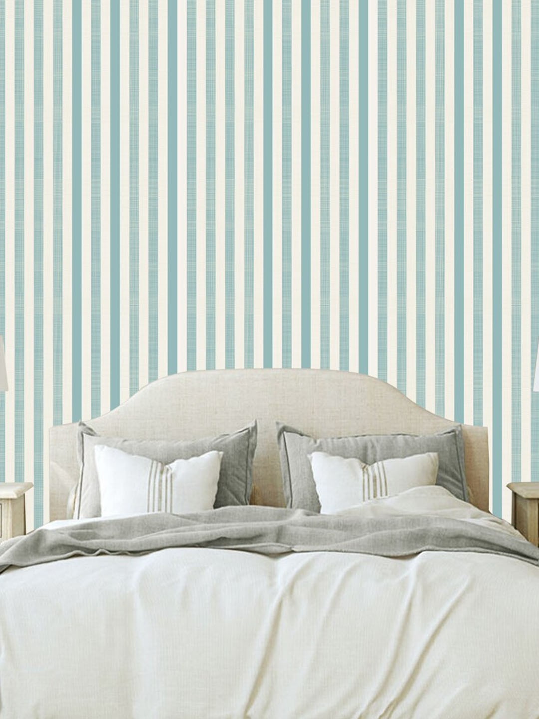 

WallDaddy White & Green Striped Self Adhesive Wallpaper