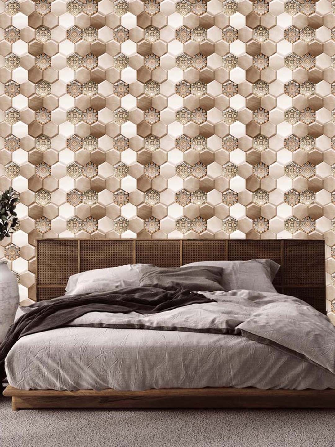 

WallDaddy Brown PashmiHexa Printed Self-Adhesive Wallpaper