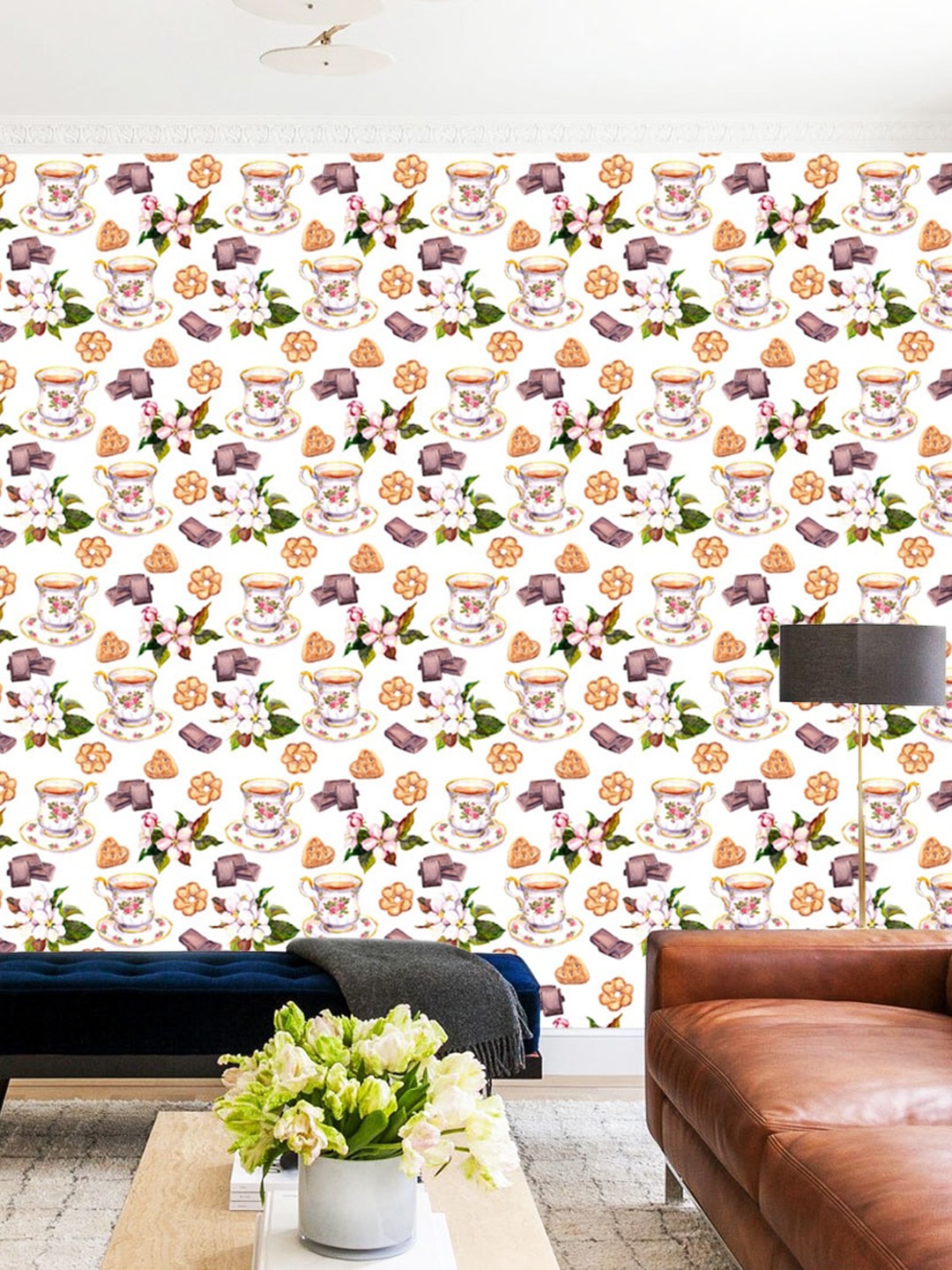 

WallDaddy White & Orange Conversational Printed Self-Adhesive Wallpaper