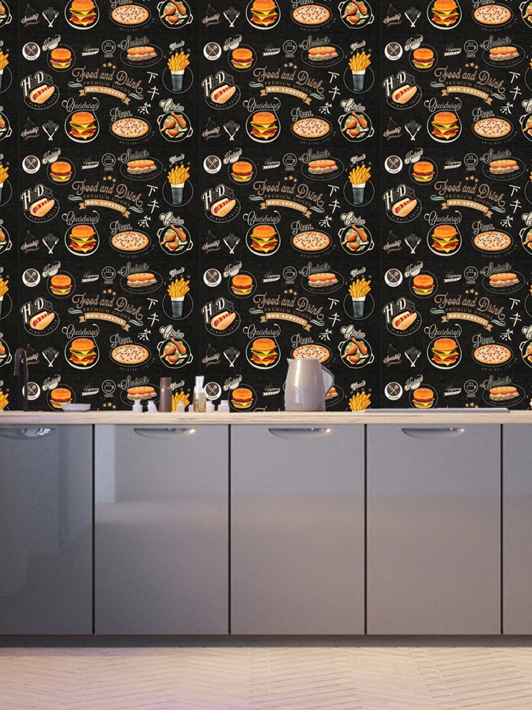 

WallDaddy Brown ChineseFood-Printed Self-Adhesive Wallpaper