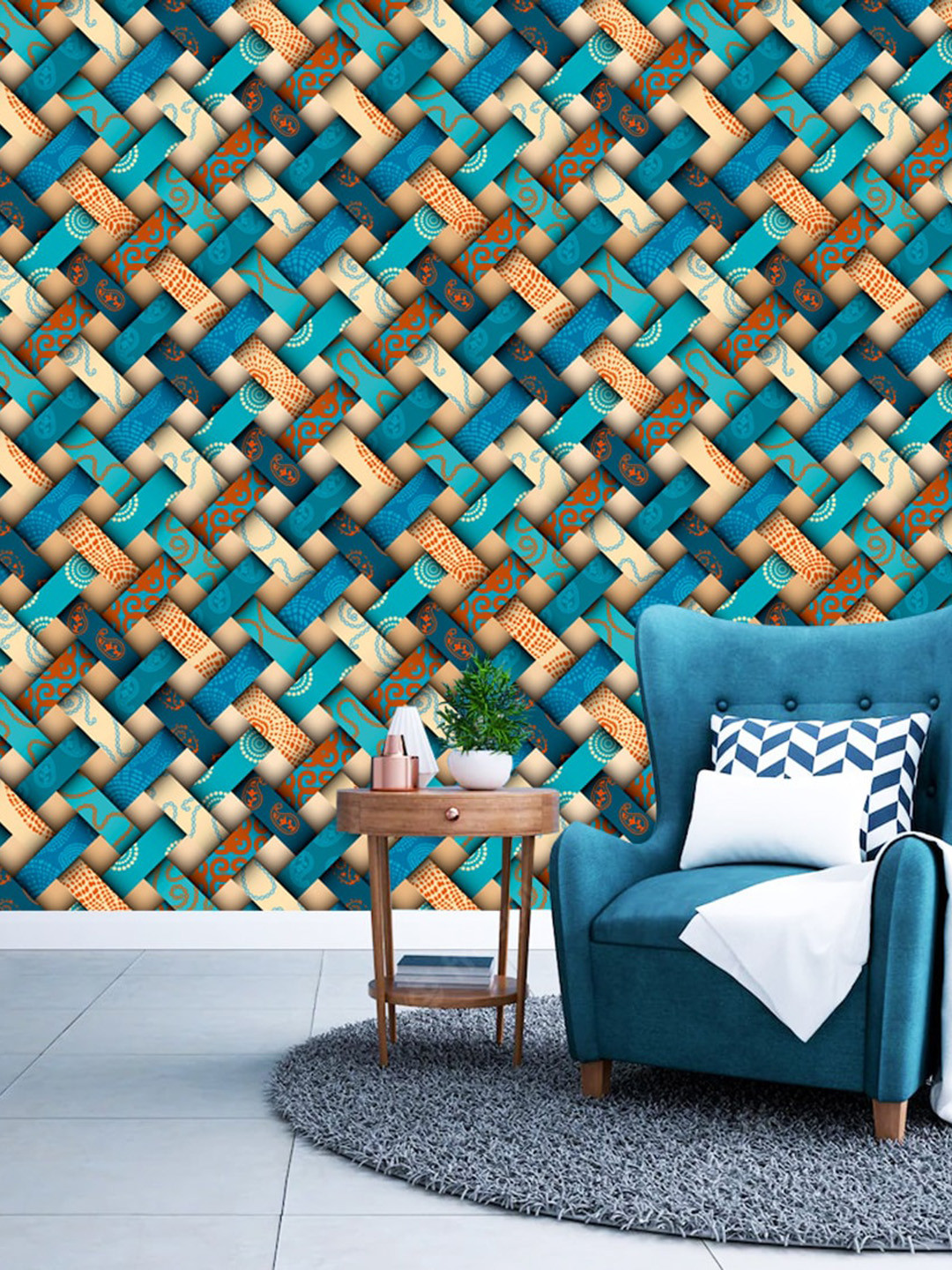 

WallDaddy Blue & Red Geometric Printed Self Adhesive Wallpaper