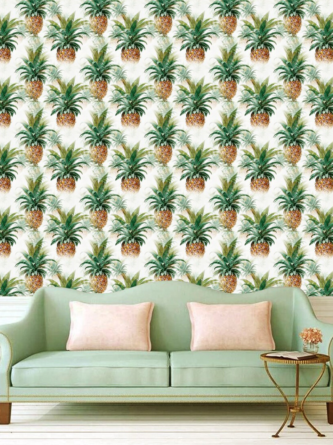 

WallDaddy White & Green Pineapple Designed Self Adhesive Wallpaper