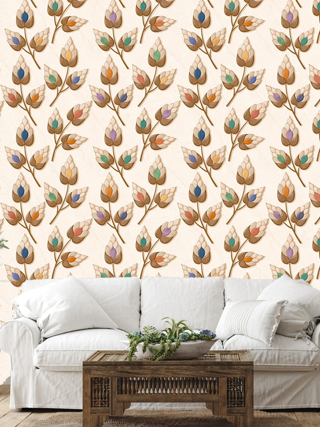 

WallDaddy Beige & Blue Floral Designed Waterproof Self Adhesive Wallpaper