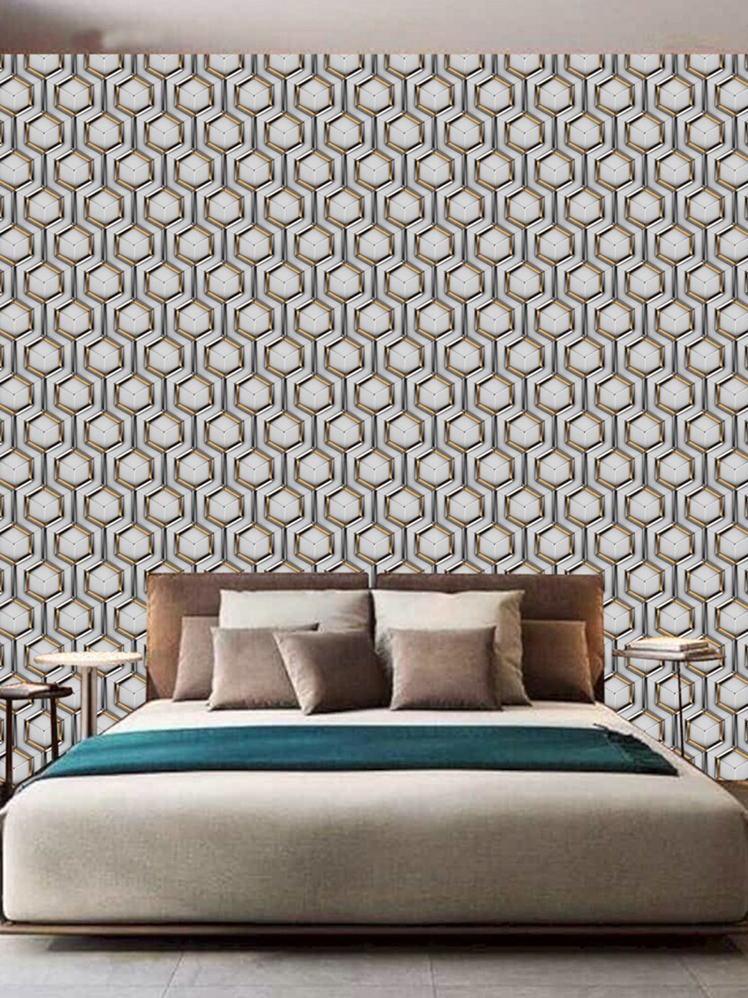 

WallDaddy Geometric Printed Self Adhesive Wallpaper, Grey