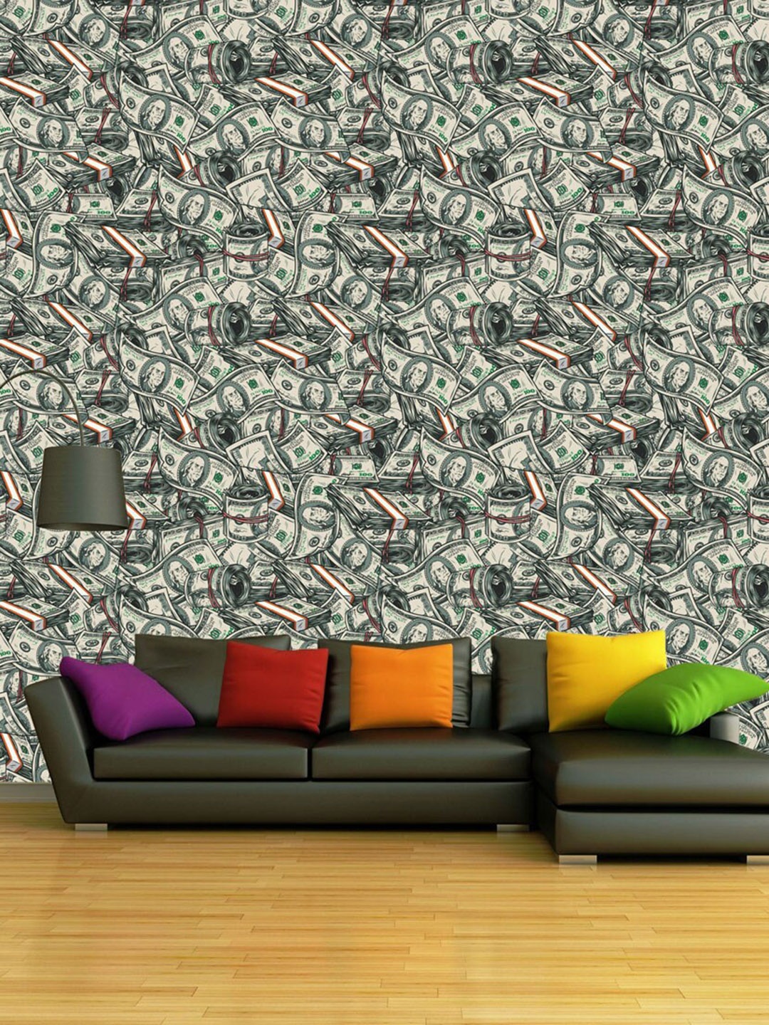 

WallDaddy Beige & Grey Dollar Designed Self Adhesive Wallpaper