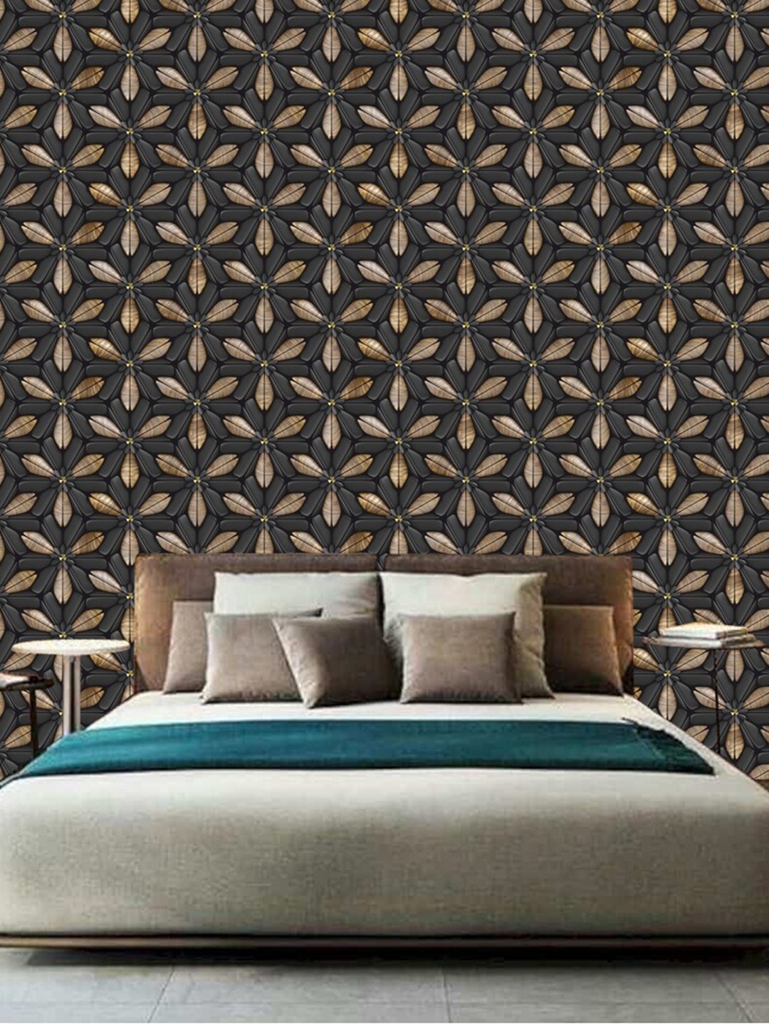 

WallDaddy Black & Brown Floral Designed Self Adhesive Wallpaper