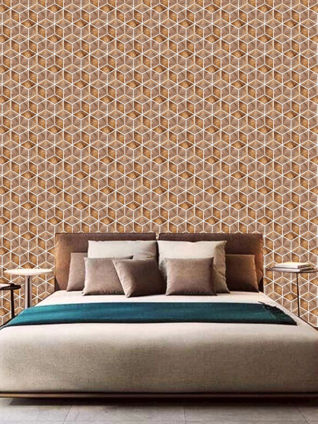 

WallDaddy Brown Geometric Designed Self Adhesive Wallpaper