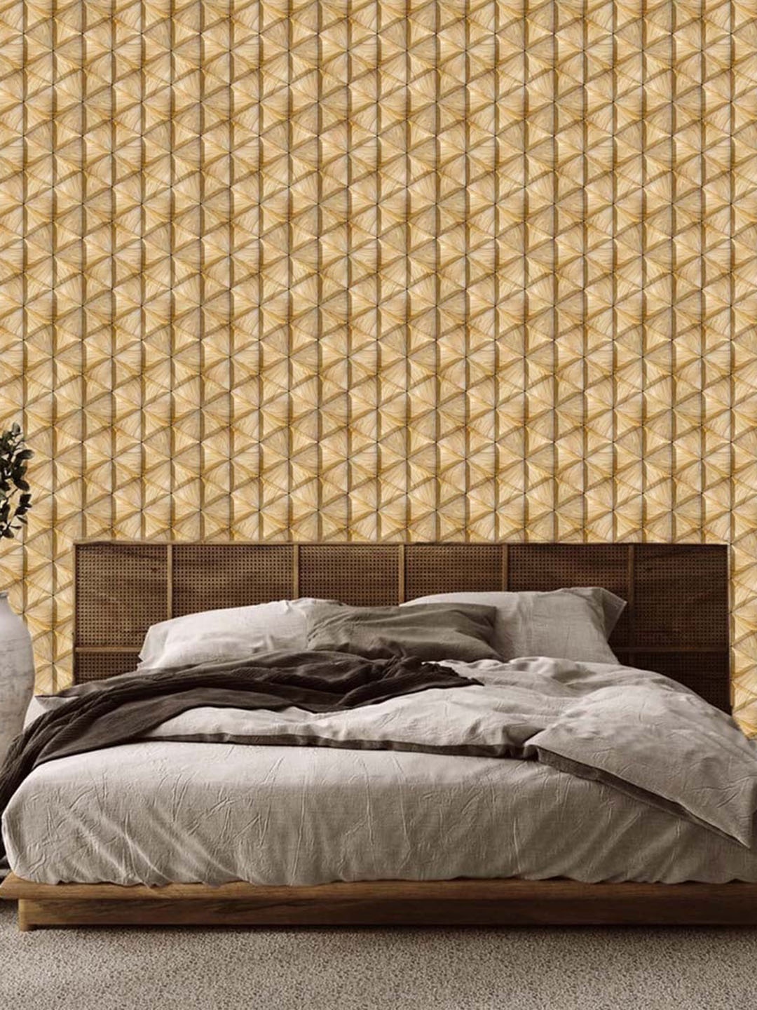 

WallDaddy Brown Geometric Designed Self Adhesive Wallpaper For Wall