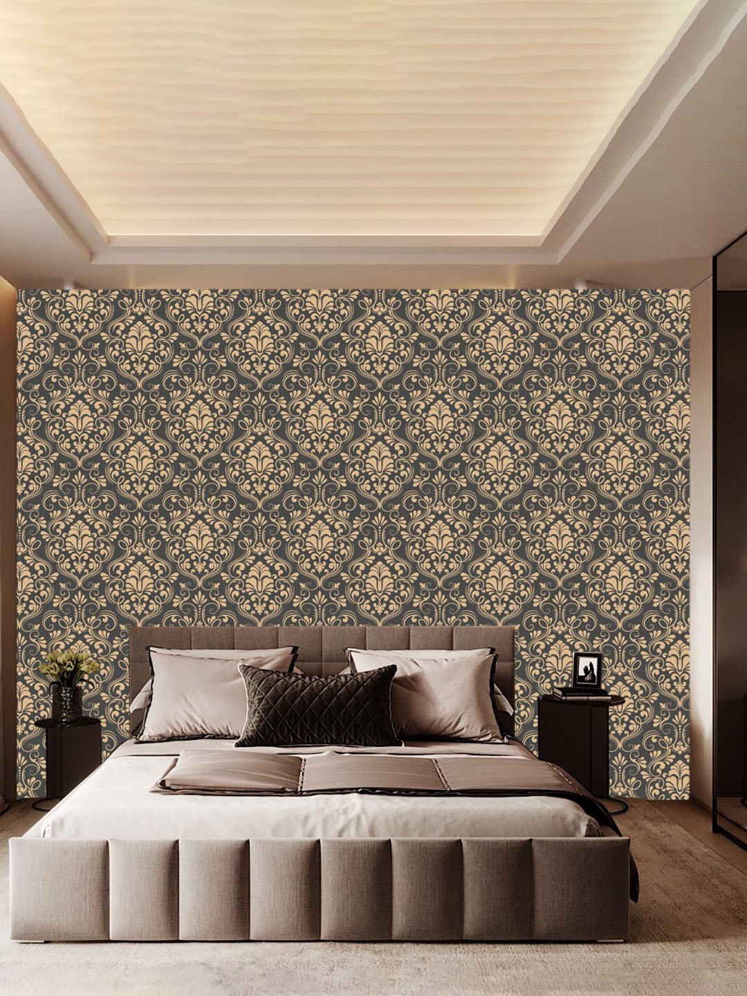

WallDaddy Grey & Beige Ethnic Designed Waterproof Self Adhesive Wallpaper