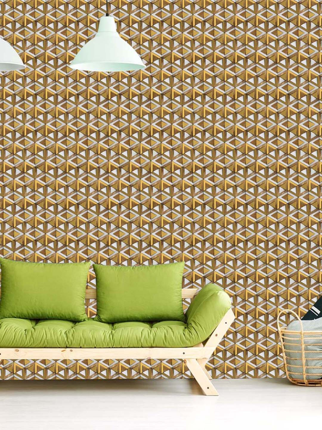 

WallDaddy White & Brown Geometric Designed Self Adhesive Wallpaper