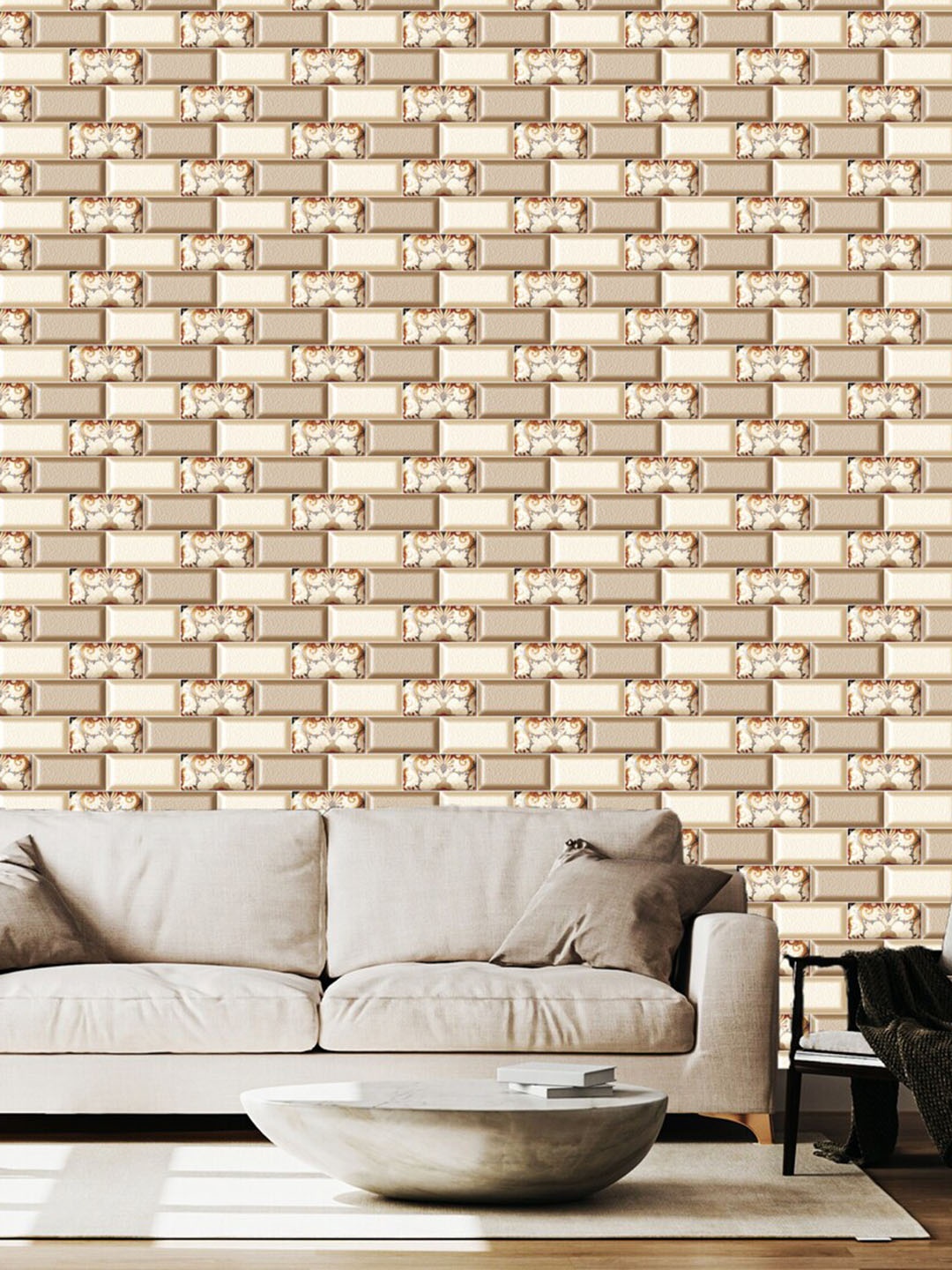 

WallDaddy Beige Geometric Printed Self Adhesive Wallpaper