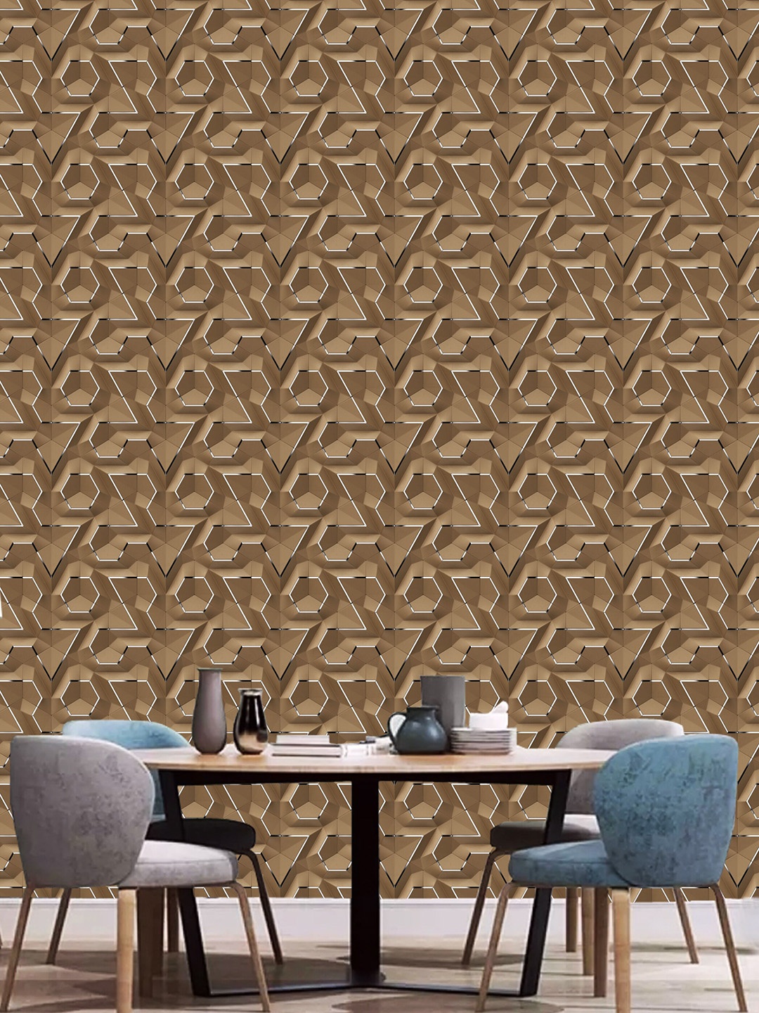 

WallDaddy Brown Abstract Designed Self Adhesive Wallpaper For Wall