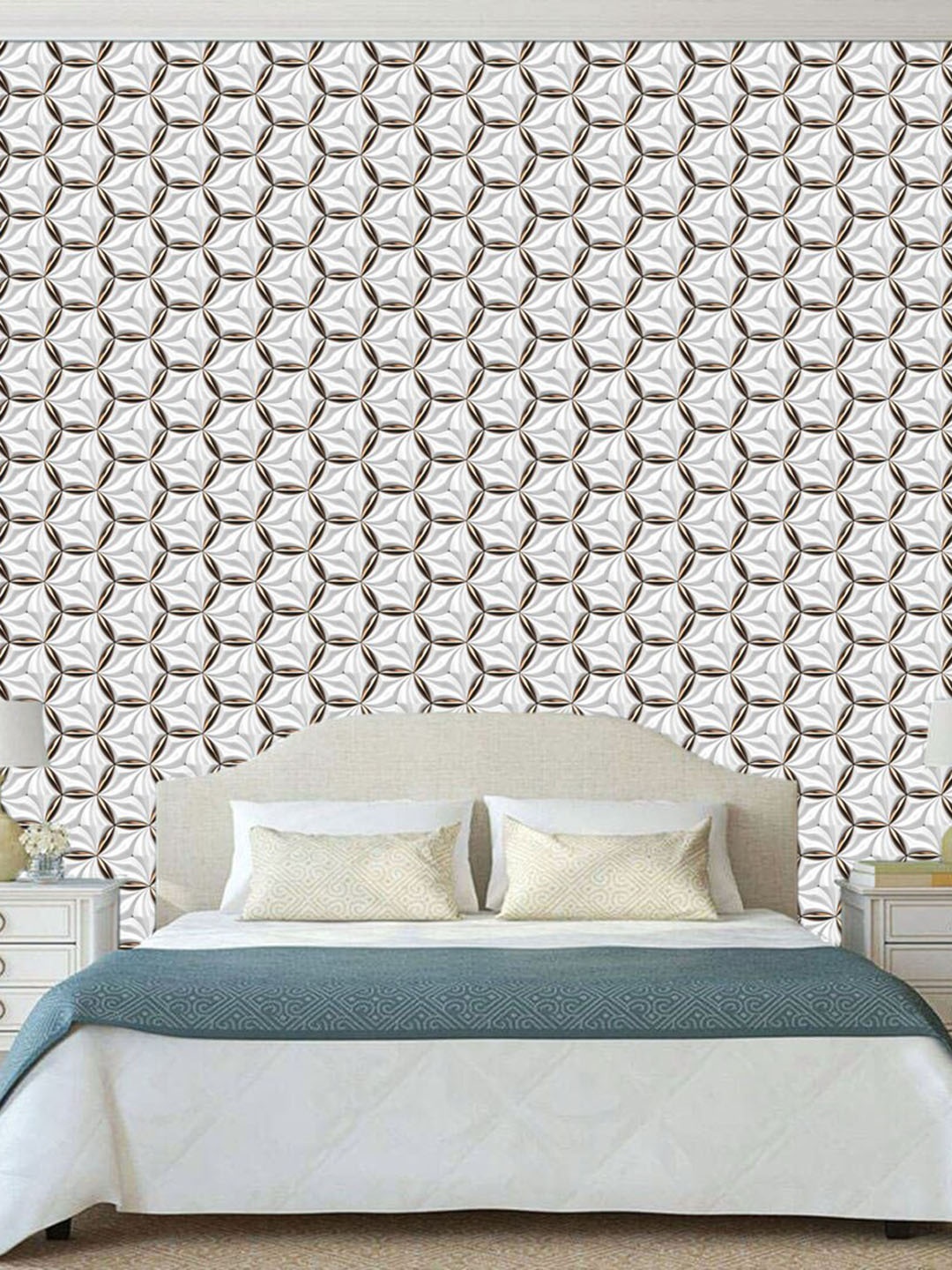 

WallDaddy White & Brown Printed Self Adhesive Wallpaper