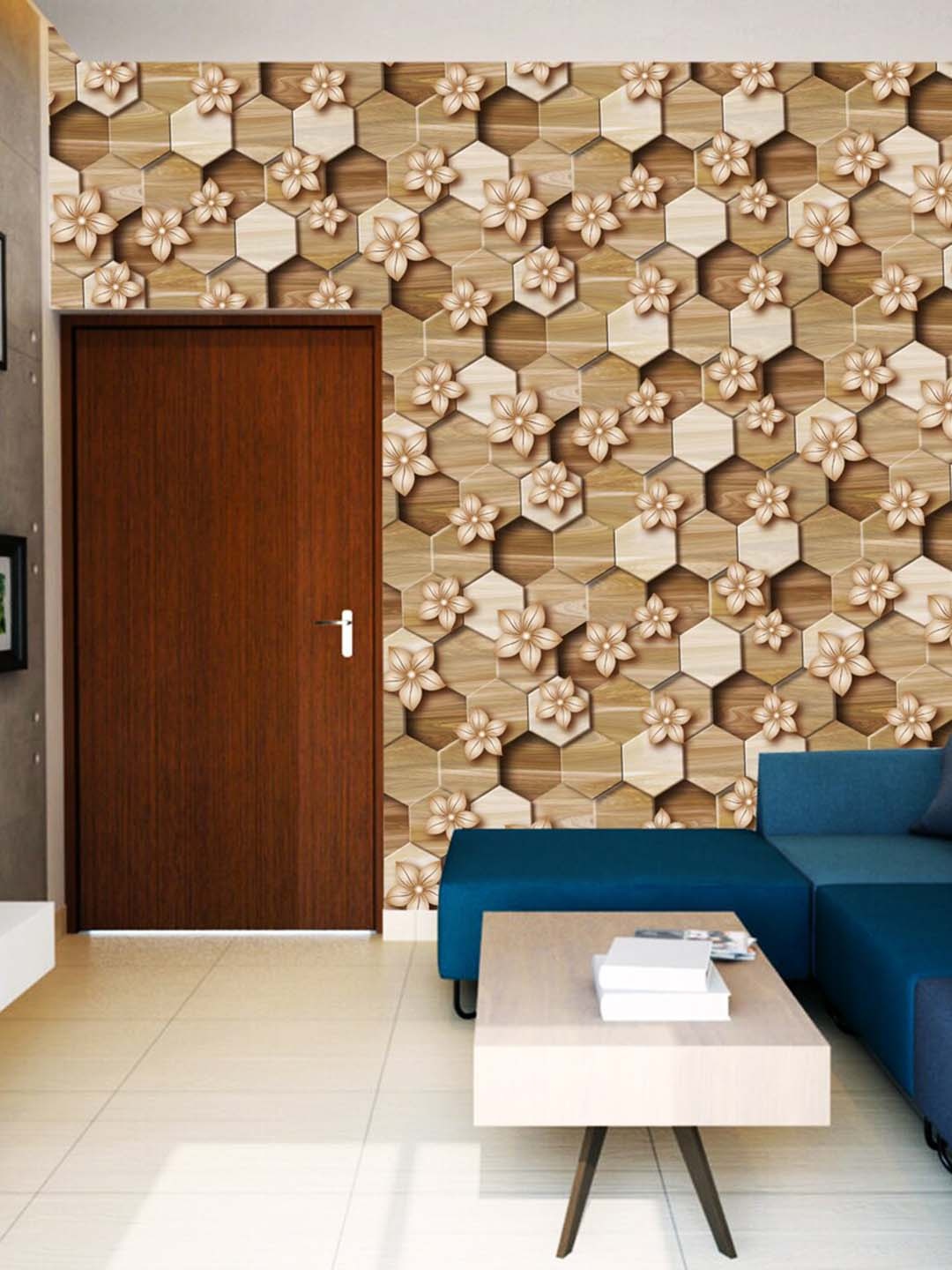 

WallDaddy Beige Floral Designed Self Adhesive Wallpaper For Wall