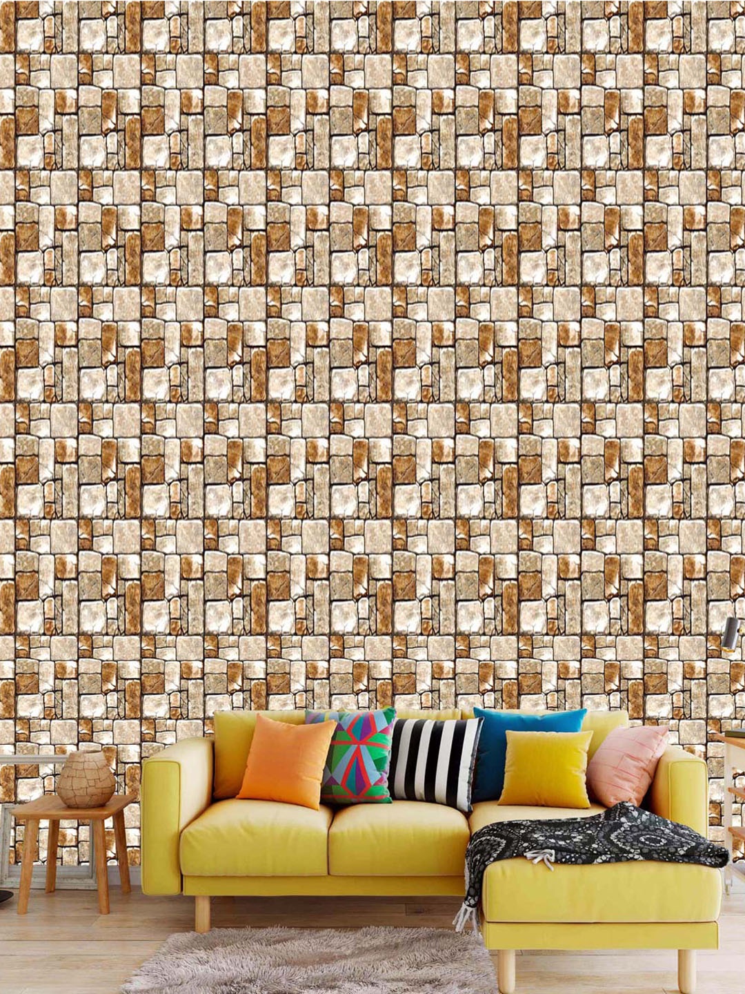 

WallDaddy Brown & Beige Printed Self Adhesive Wallpaper