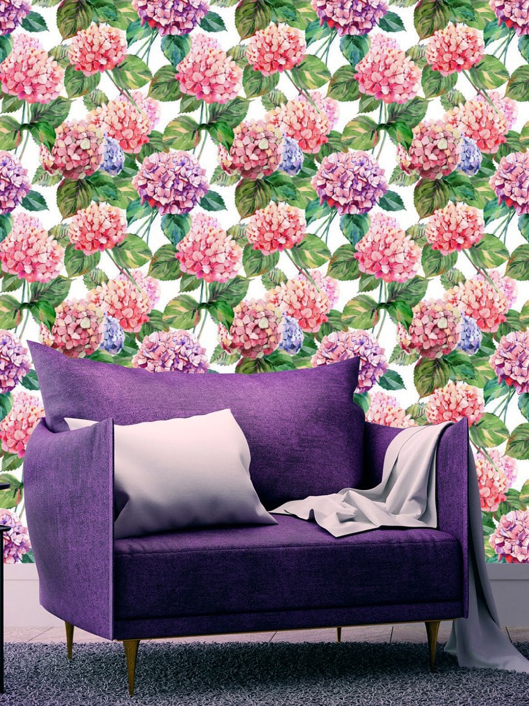 

WallDaddy White & Green Floral Designed Self Adhesive Wallpaper